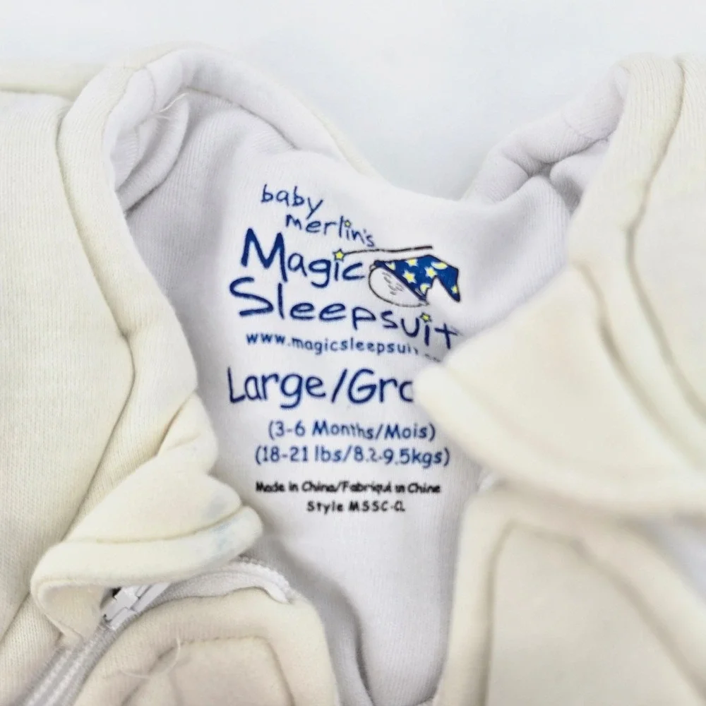 Baby Merlin's Magic Sleepsuit Cream Cotton Swaddle Transition Large 3-6 Months